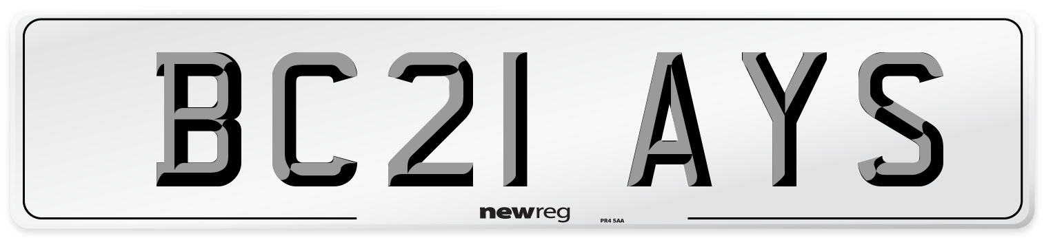 BC21 AYS Number Plate from New Reg